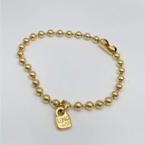 NWOT Uno de 50 Beaded Bracelet Thin 18K Gold Plated Beads SZ S Small Padlock